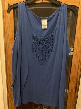 Just My Size Blue Sleeveless Tank with Front Ruching